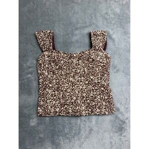 Corset Ditsy Floral Linen Abercrombie Top Smocked Back Coquette Cottagecore XXS